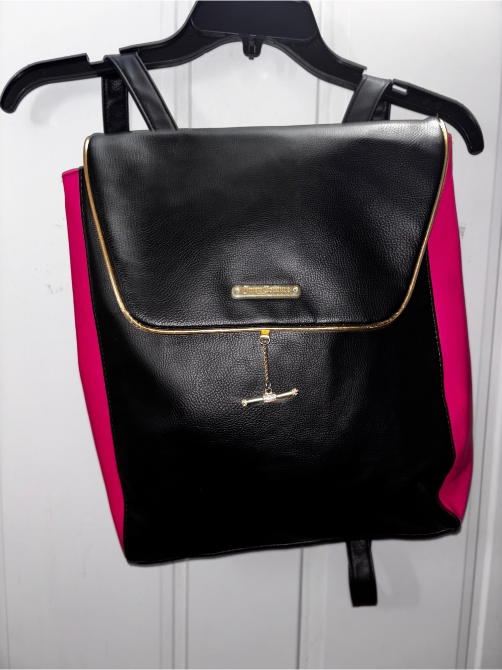 Juicy Couture Black & Hot Pink Backpack w/Gold Hardware adjustable straps nwot